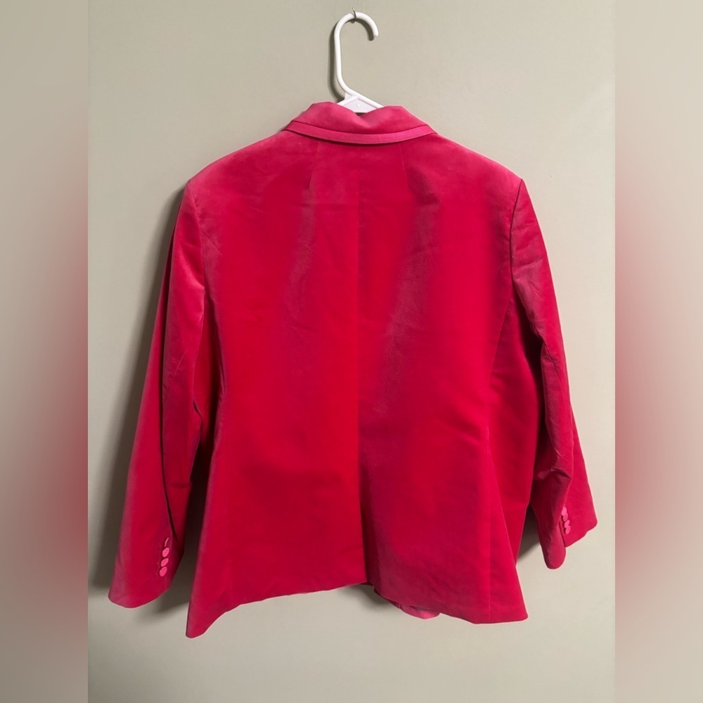 J. Crew Collection Willa Blazer Tipped Stretch Velvet Size 22 Pink Single Button - Picture 2 of 6